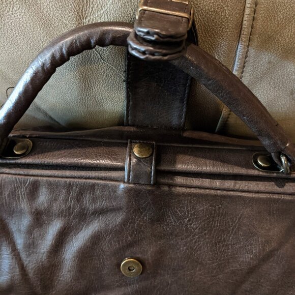 Faux Leather Doctor’s Bag Gladstone-Style Overnight Travel bag Dark Brown - Picture 8 of 11